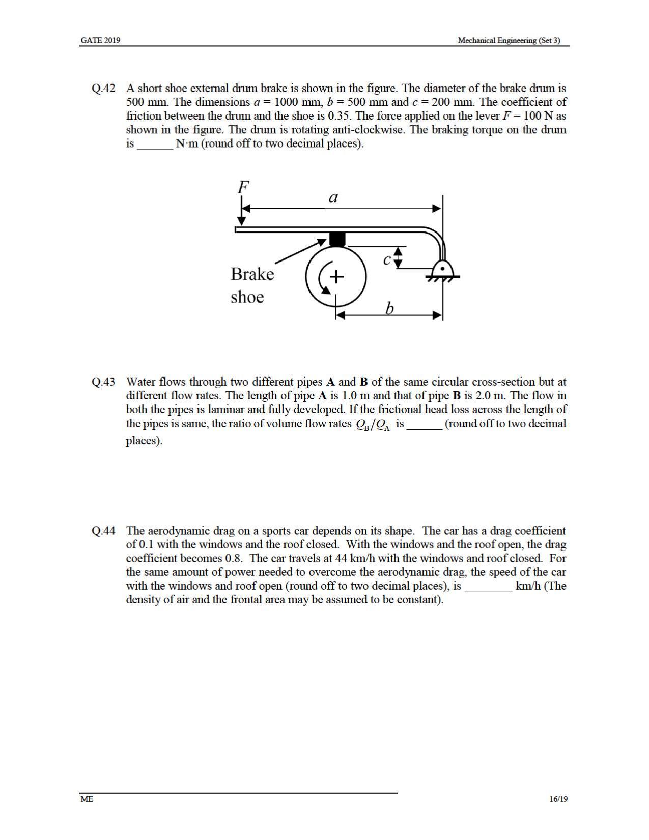 GATE 2019 Mechanical Engineering (ME) Question Paper - Page 46
