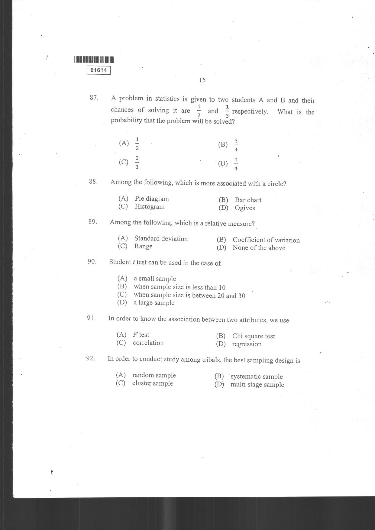 CUSAT CAT 2014 Applied Economics Question Paper - Page 13