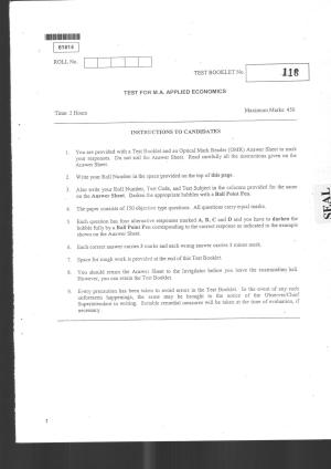 CUSAT CAT 2014 Applied Economics Question Paper