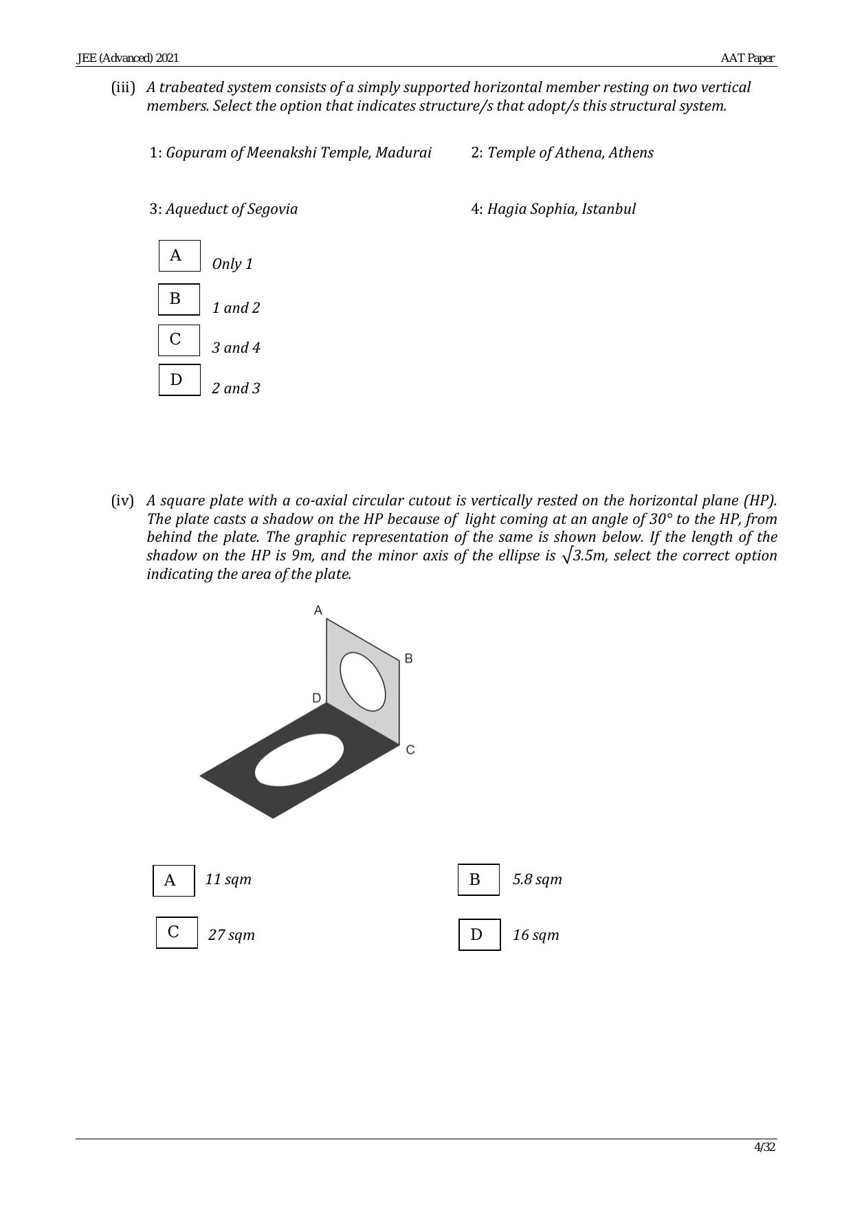 JEE Advanced AAT 2021 Question Paper - Page 4