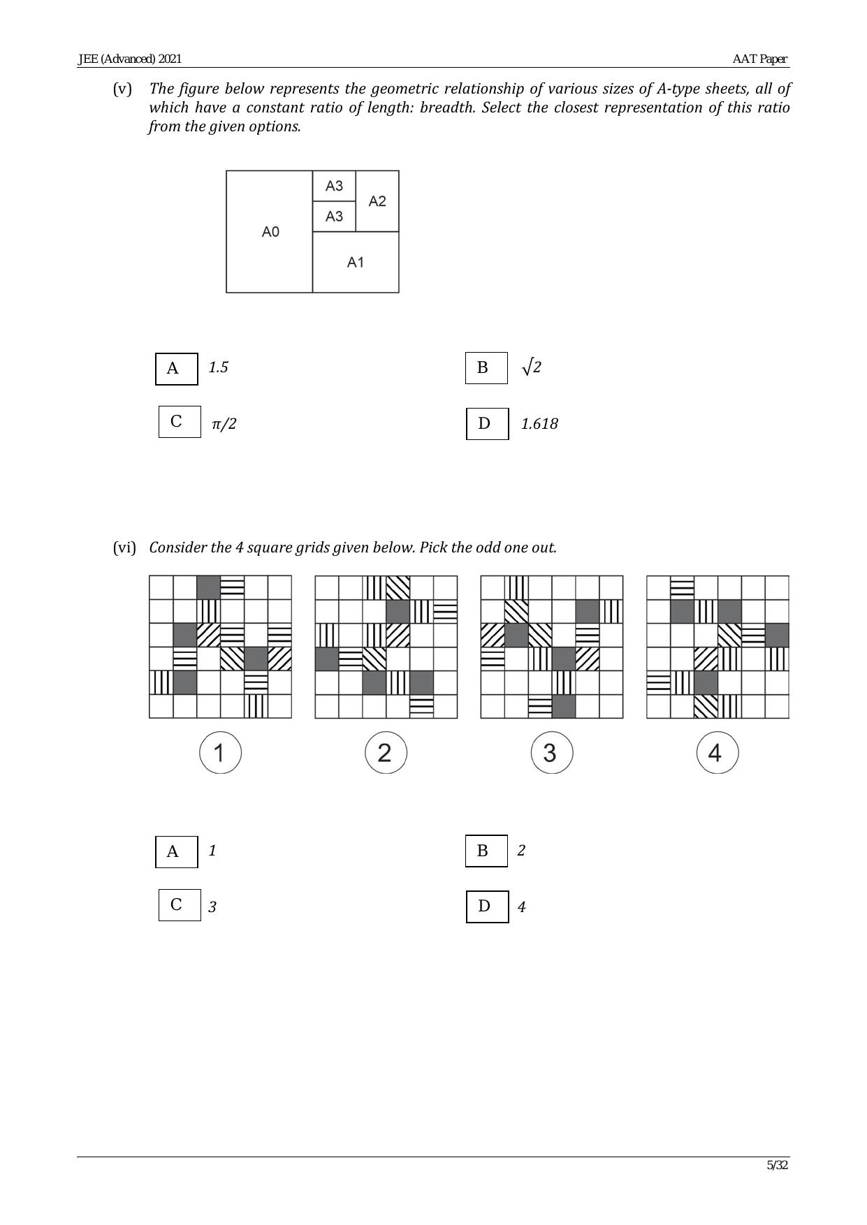 JEE Advanced AAT 2021 Question Paper - Page 5