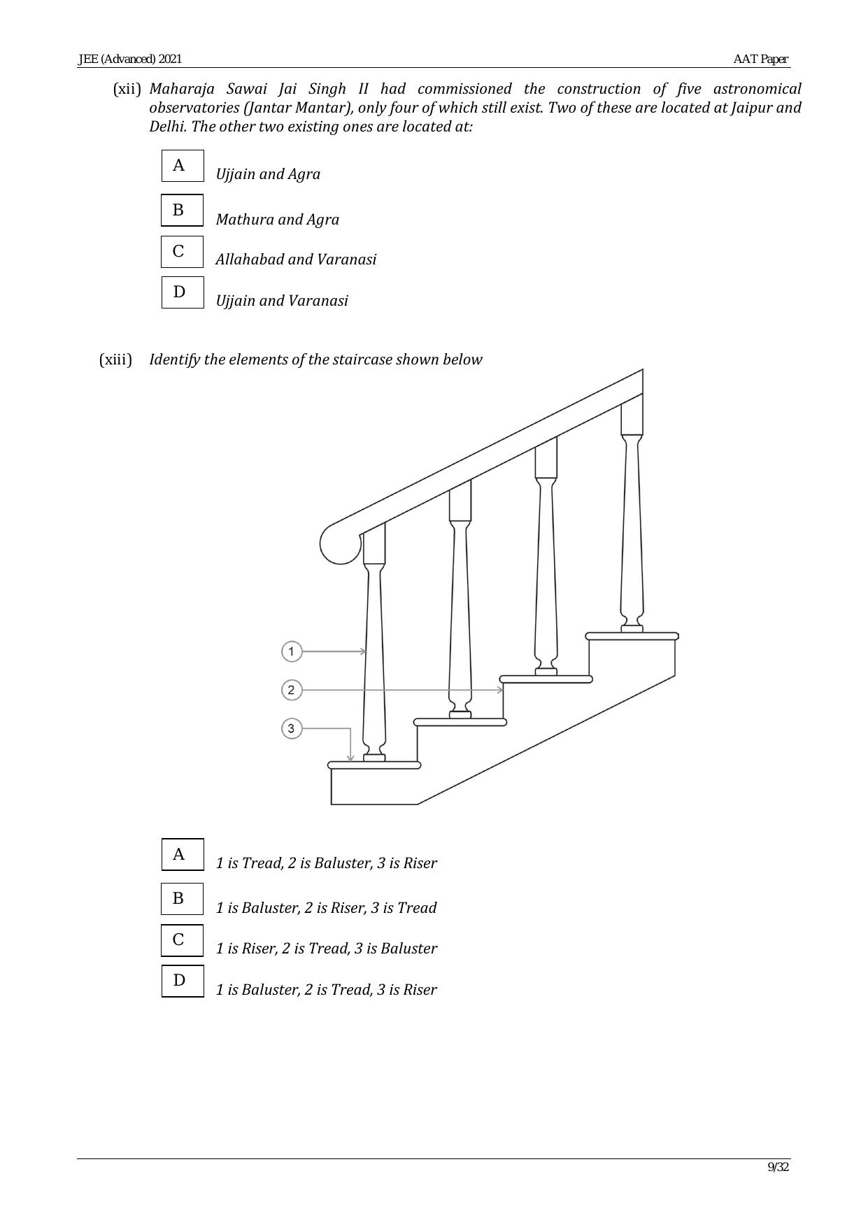 JEE Advanced AAT 2021 Question Paper - Page 9