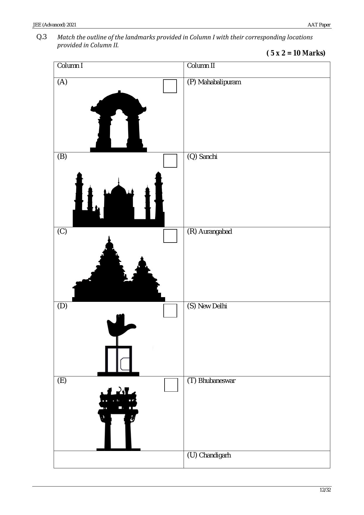 JEE Advanced AAT 2021 Question Paper - Page 12
