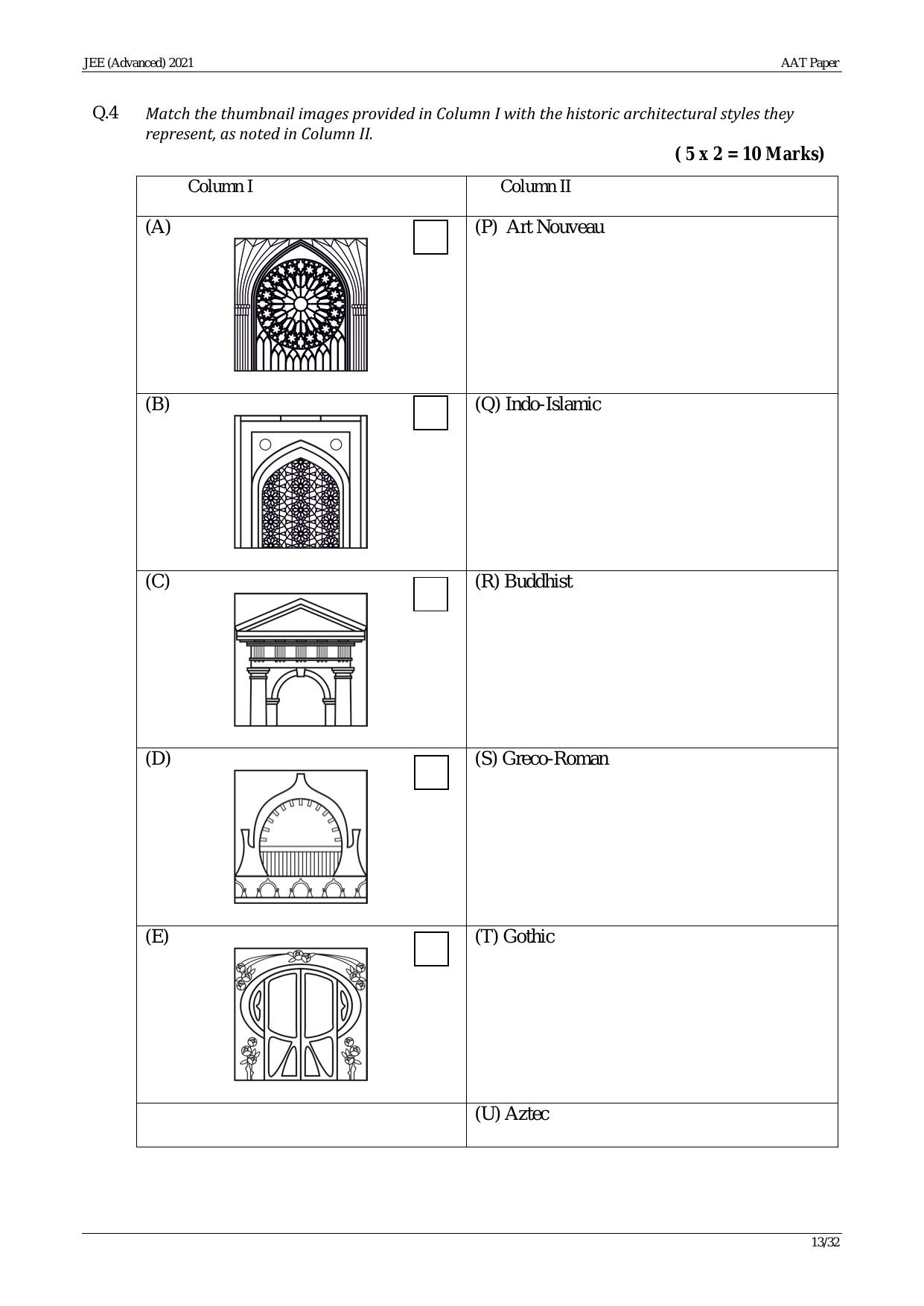 JEE Advanced AAT 2021 Question Paper - Page 13