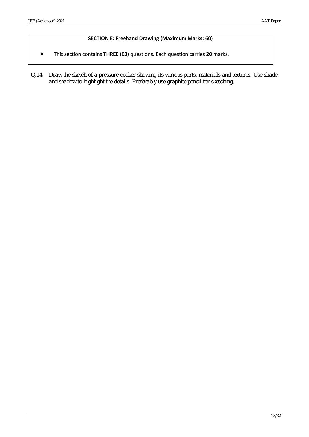 JEE Advanced AAT 2021 Question Paper - Page 23
