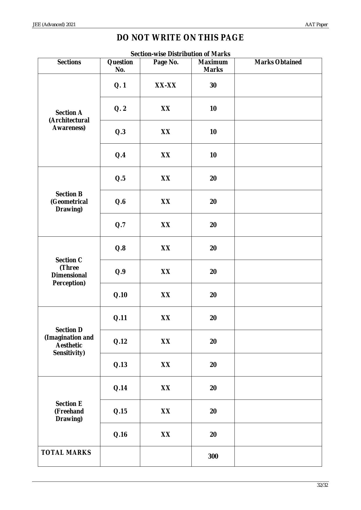 JEE Advanced AAT 2021 Question Paper - Page 32