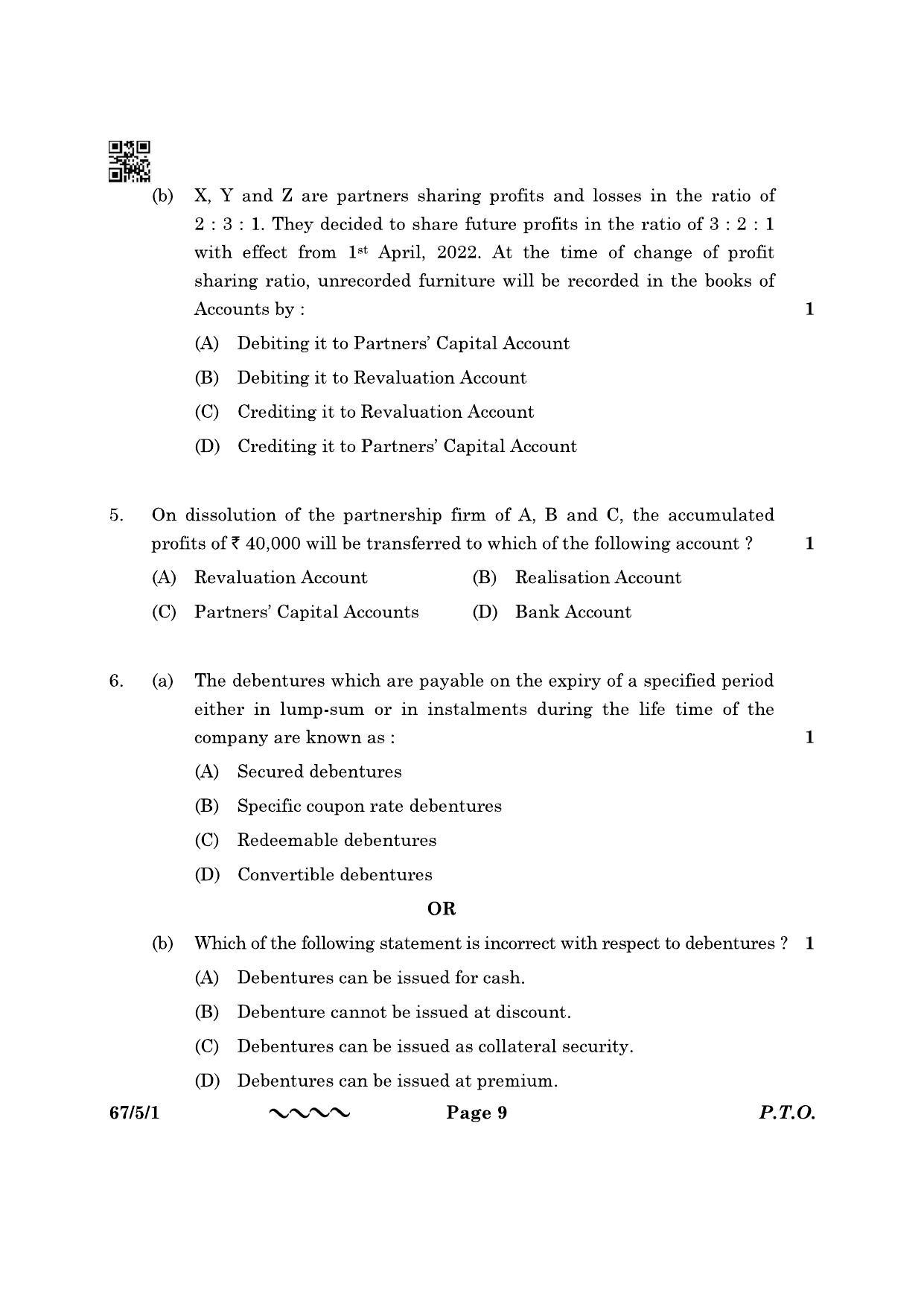 CBSE Class 12 67-5-1 Accountancy 2023 Question Paper - Page 9