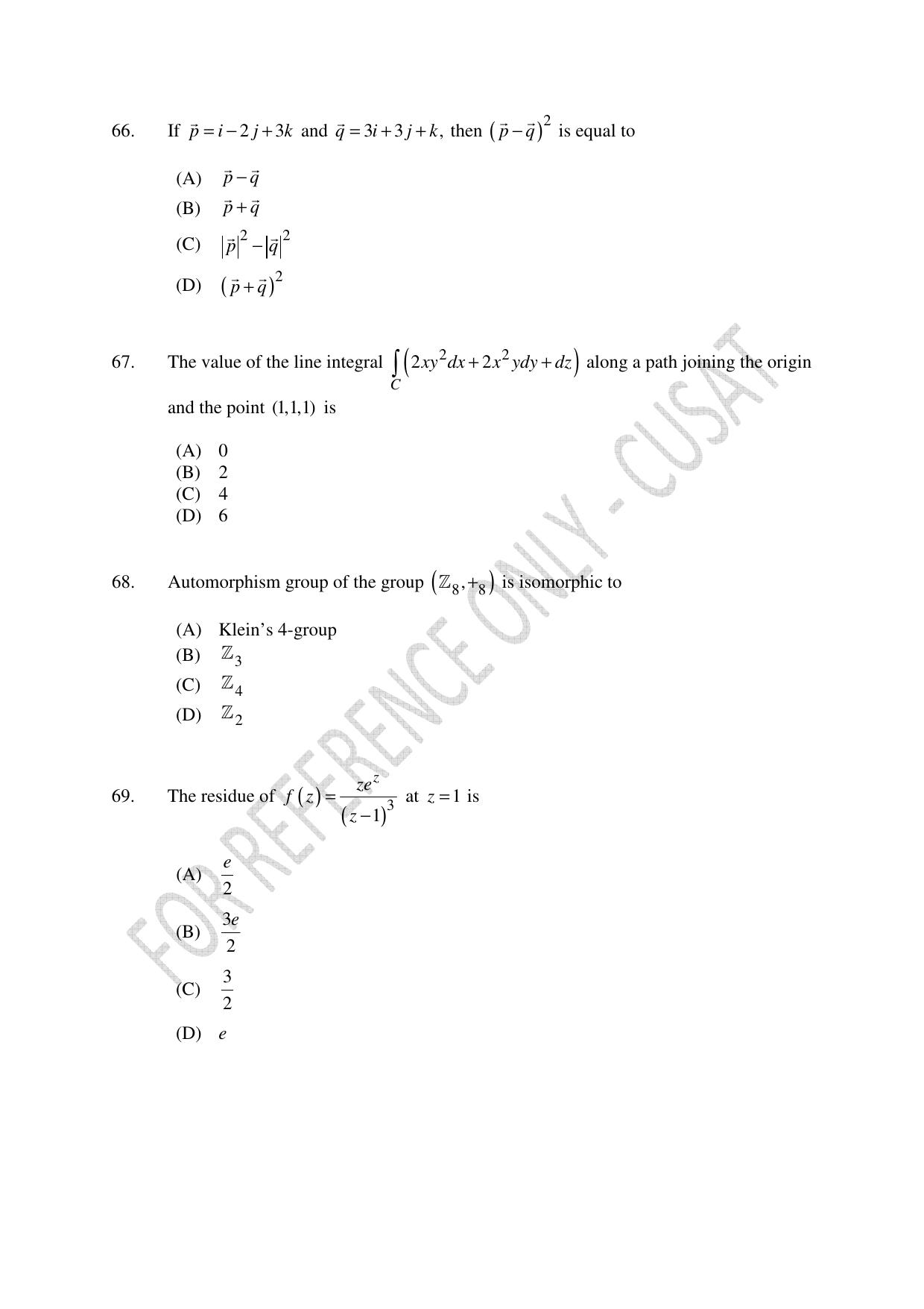 CUSAT CAT 2023 MATHEMATICS PG Question Paper - Page 16