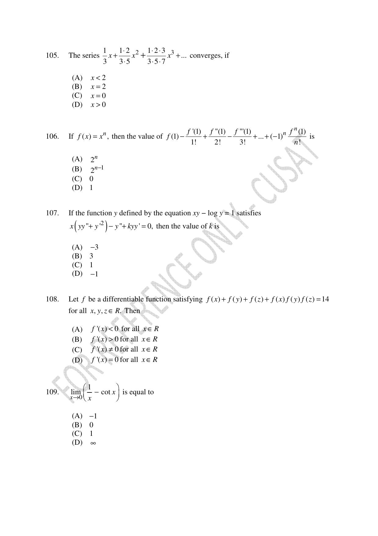 CUSAT CAT 2023 MATHEMATICS PG Question Paper - Page 25
