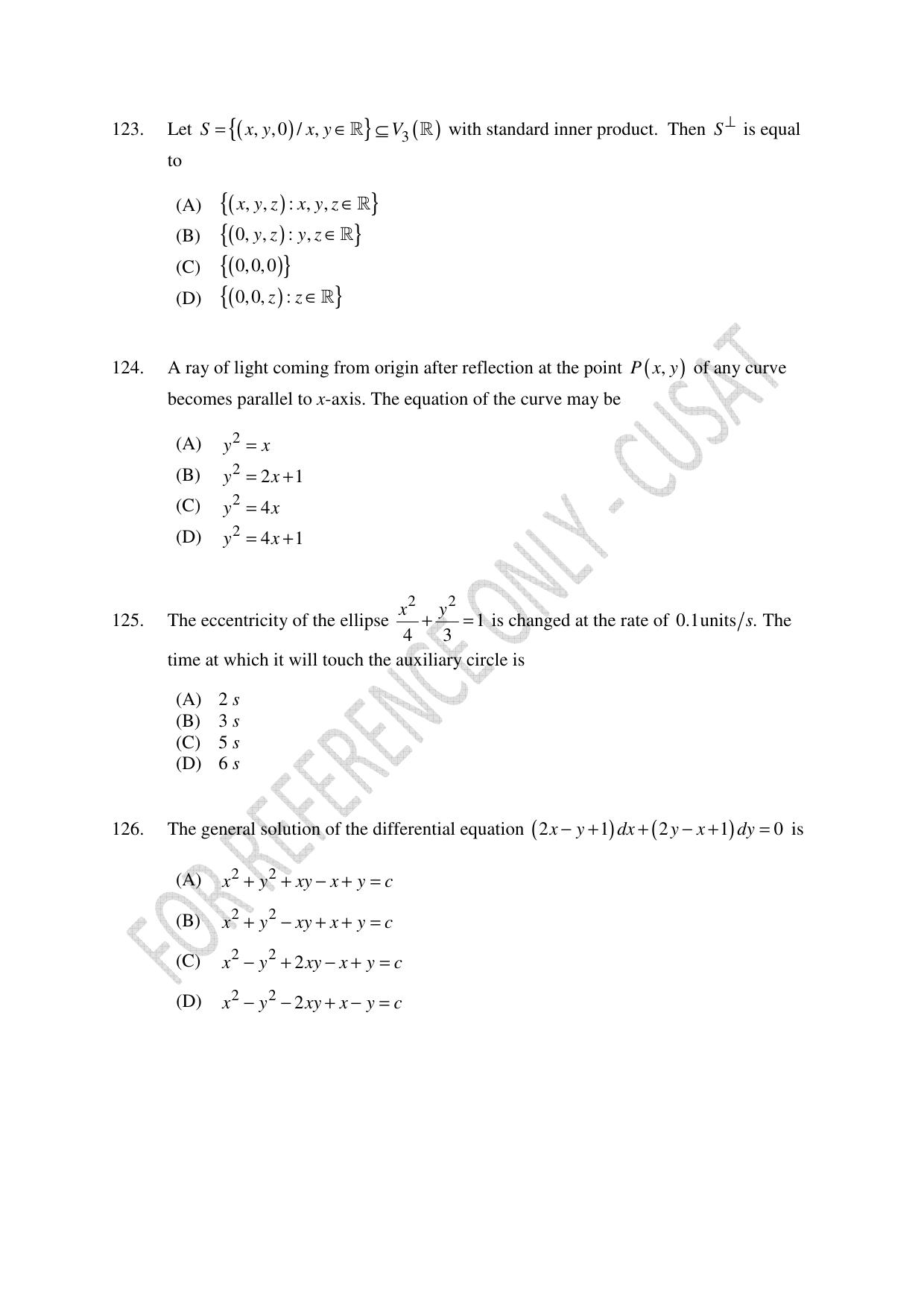 CUSAT CAT 2023 MATHEMATICS PG Question Paper - Page 29