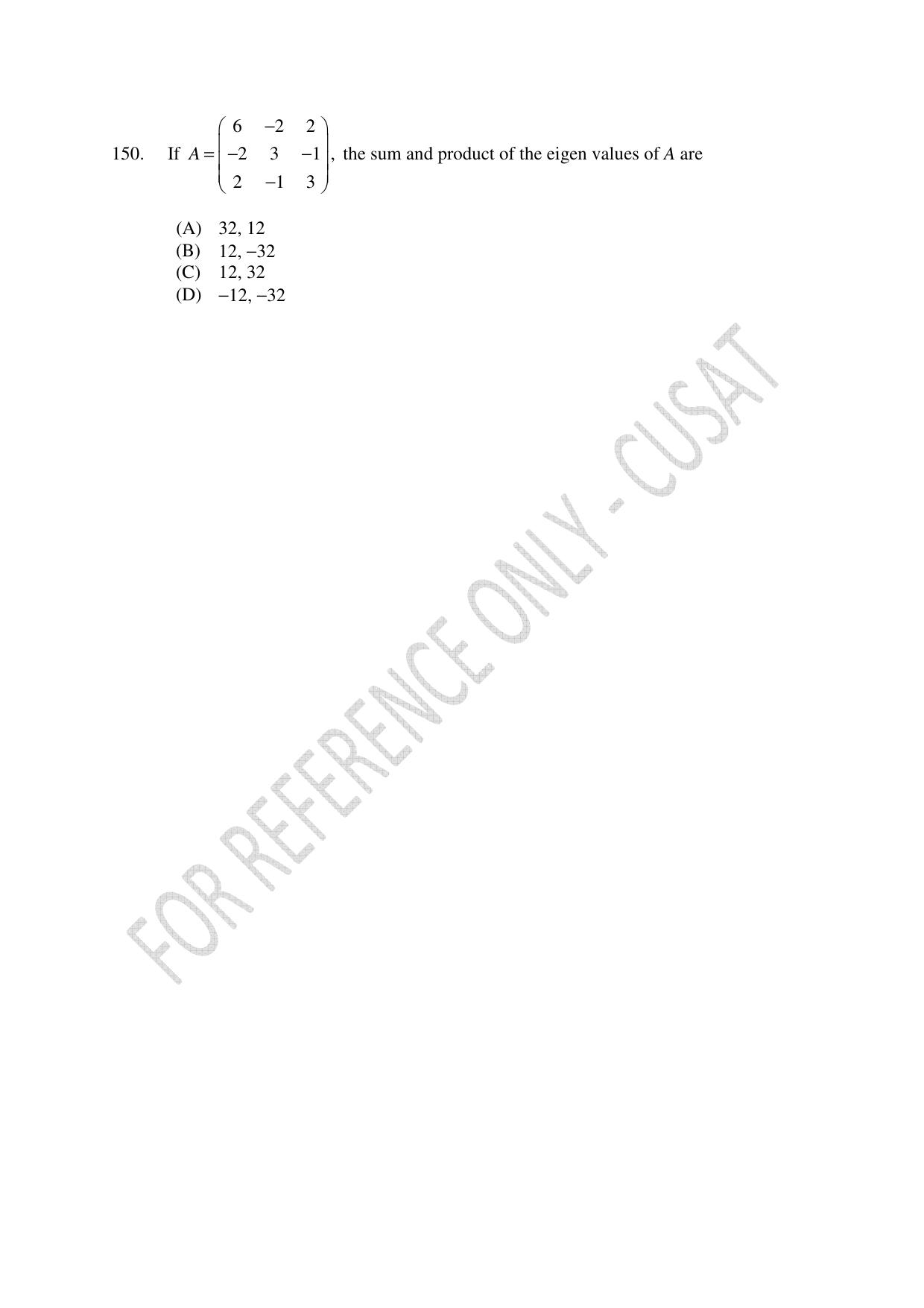 CUSAT CAT 2023 MATHEMATICS PG Question Paper - Page 35