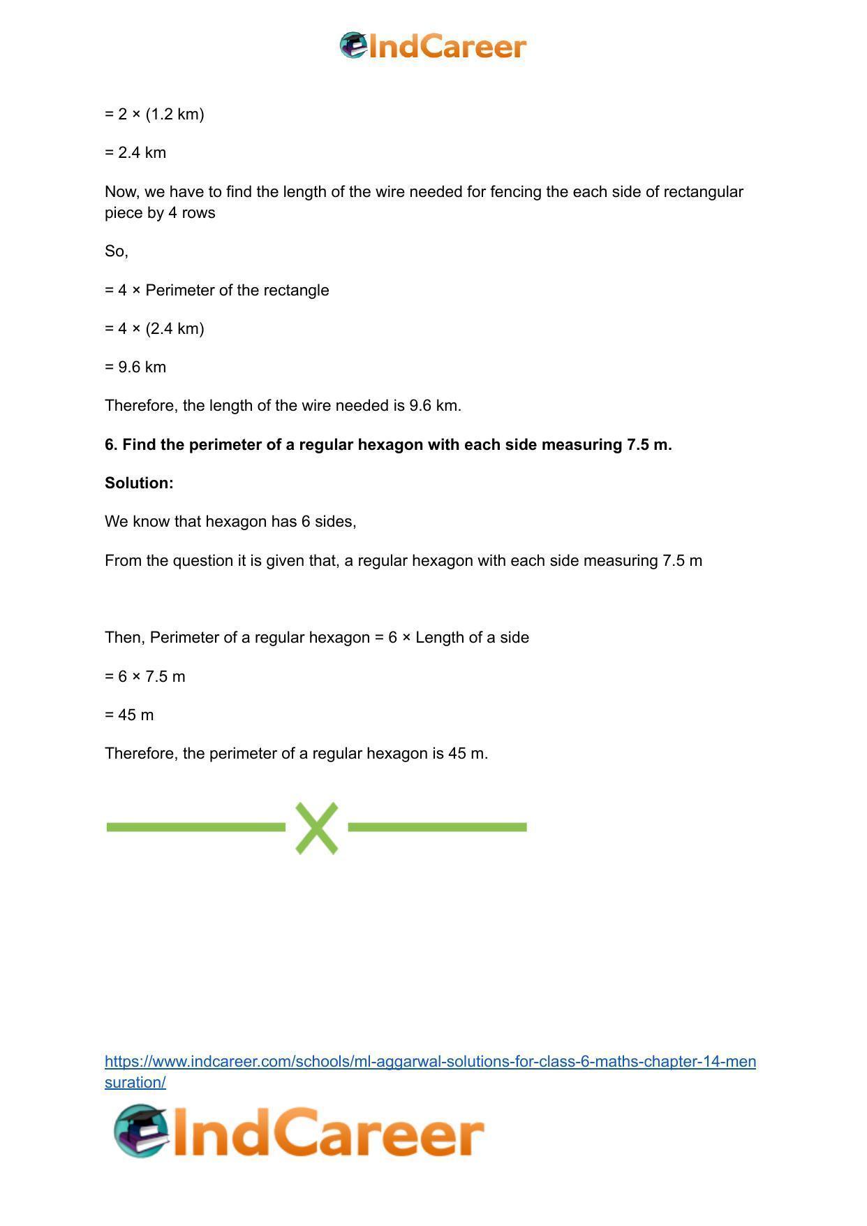 ML Aggarwal Solutions for Class 6 Maths Chapter 14- Mensuration - Page 6