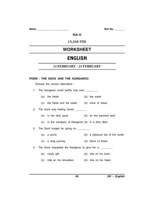 CBSE Worksheets for Class 8 English Assignment 96