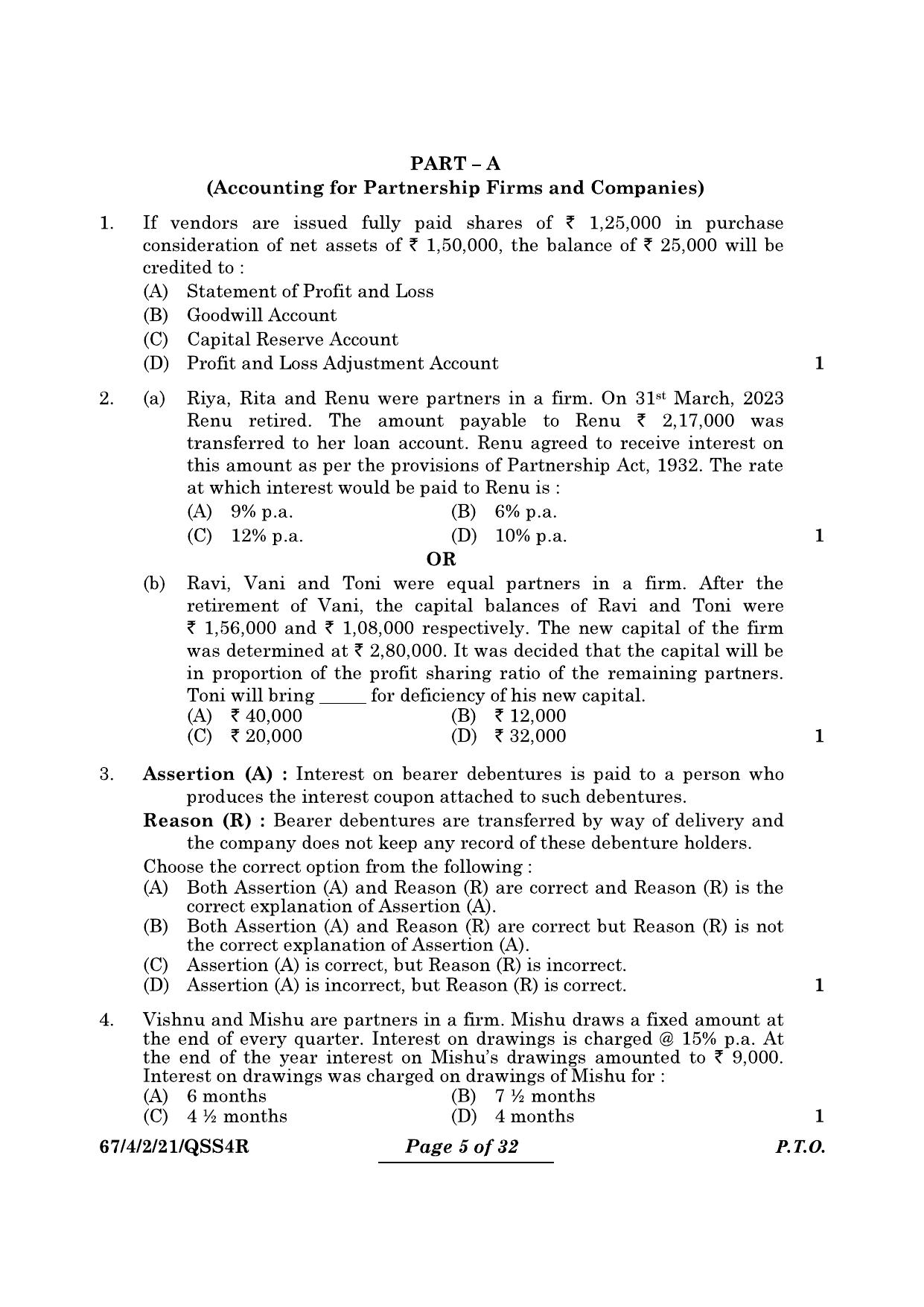 CBSE Class 12 67-4-2 Accountancy 2024 Question Paper - Page 5