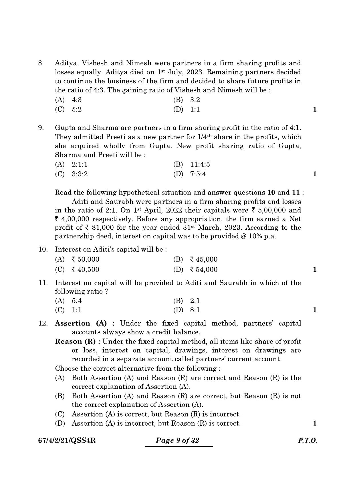 CBSE Class 12 67-4-2 Accountancy 2024 Question Paper - Page 9