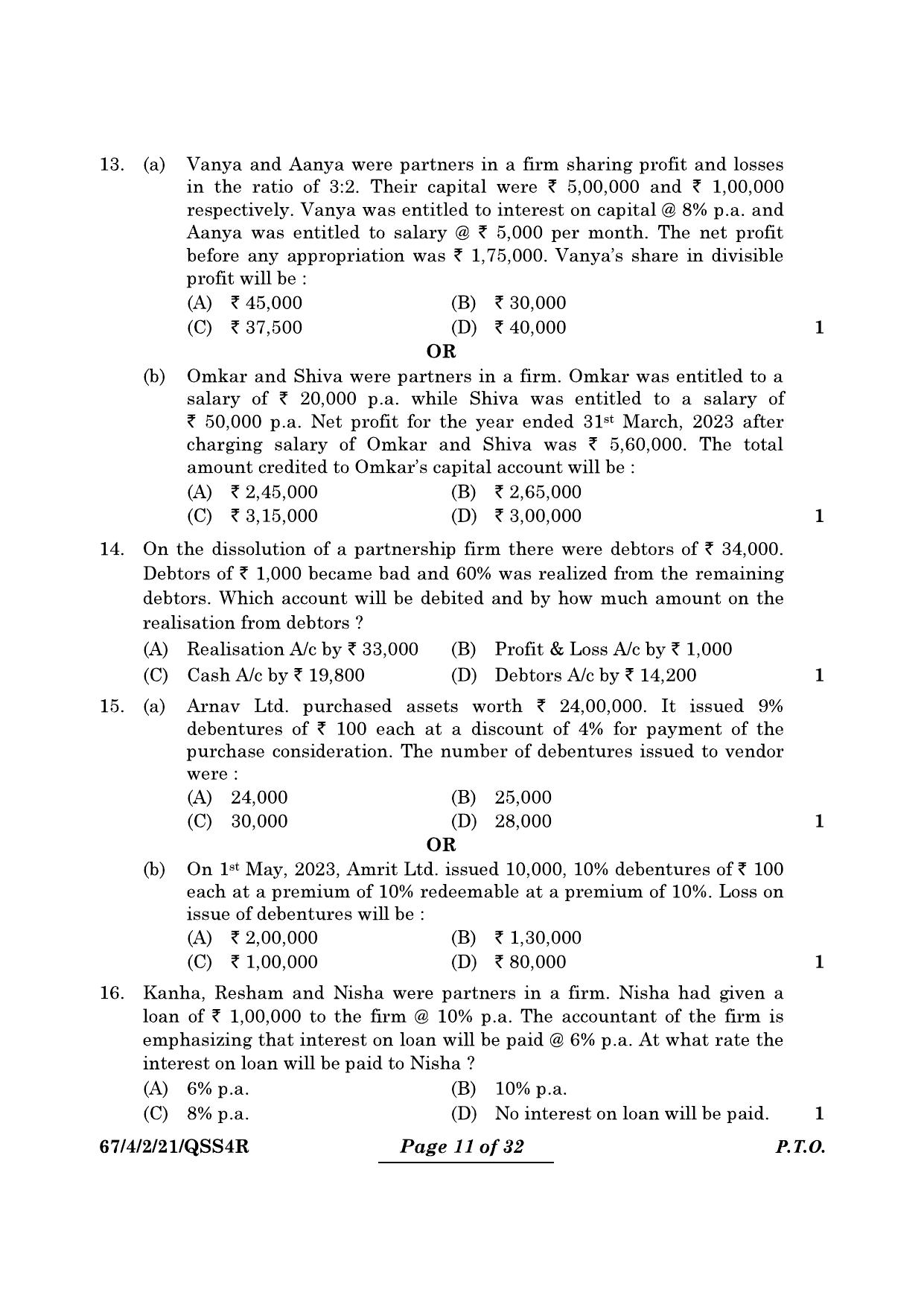 CBSE Class 12 67-4-2 Accountancy 2024 Question Paper - Page 11