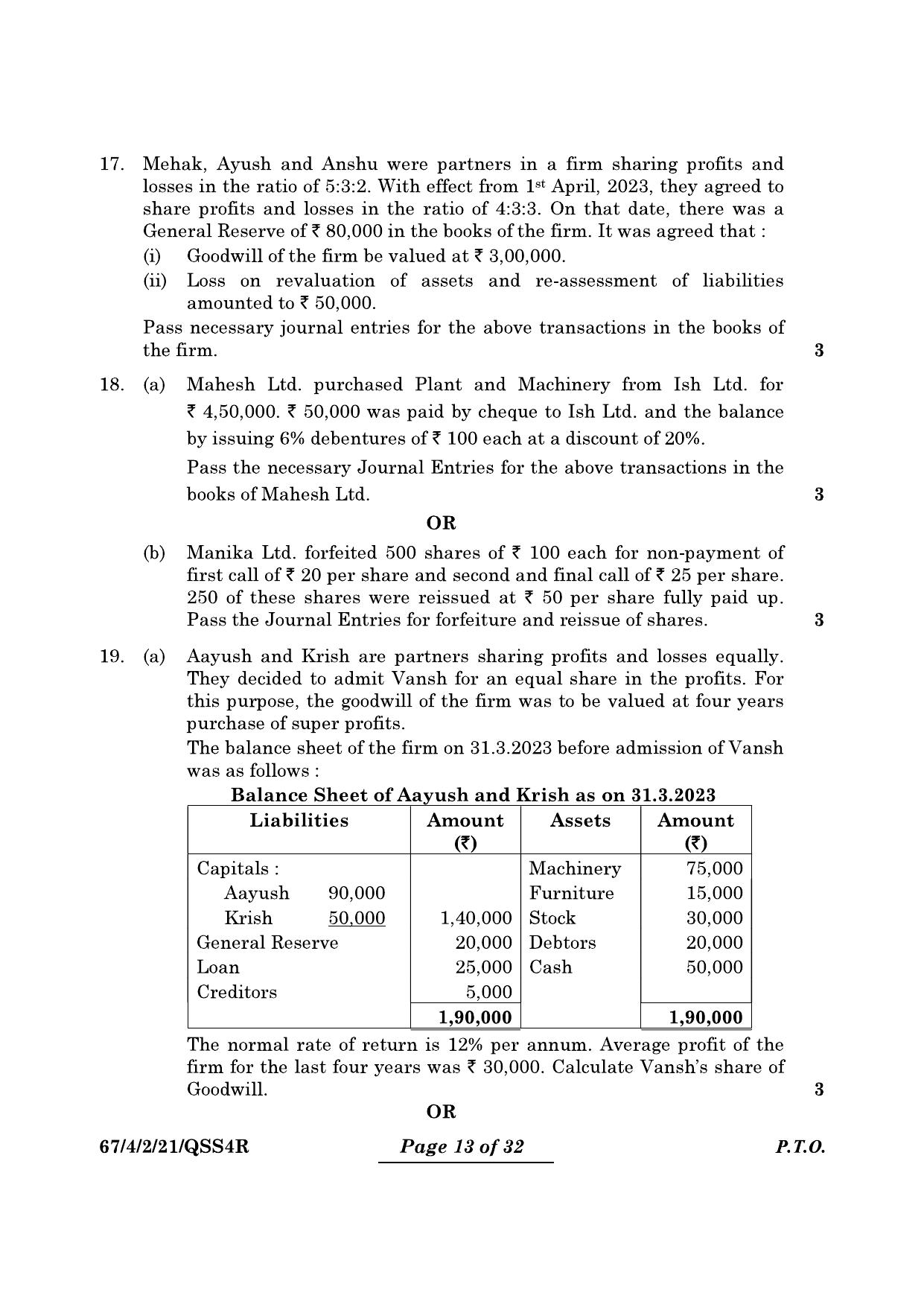 CBSE Class 12 67-4-2 Accountancy 2024 Question Paper - Page 13