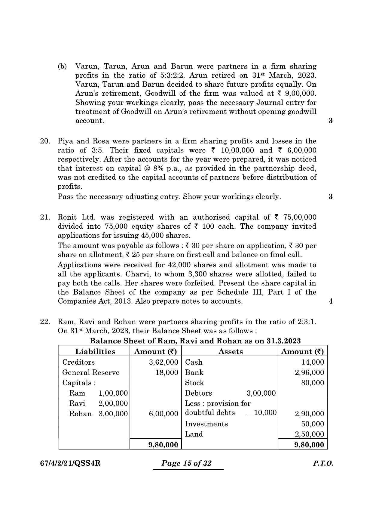 CBSE Class 12 67-4-2 Accountancy 2024 Question Paper - Page 15