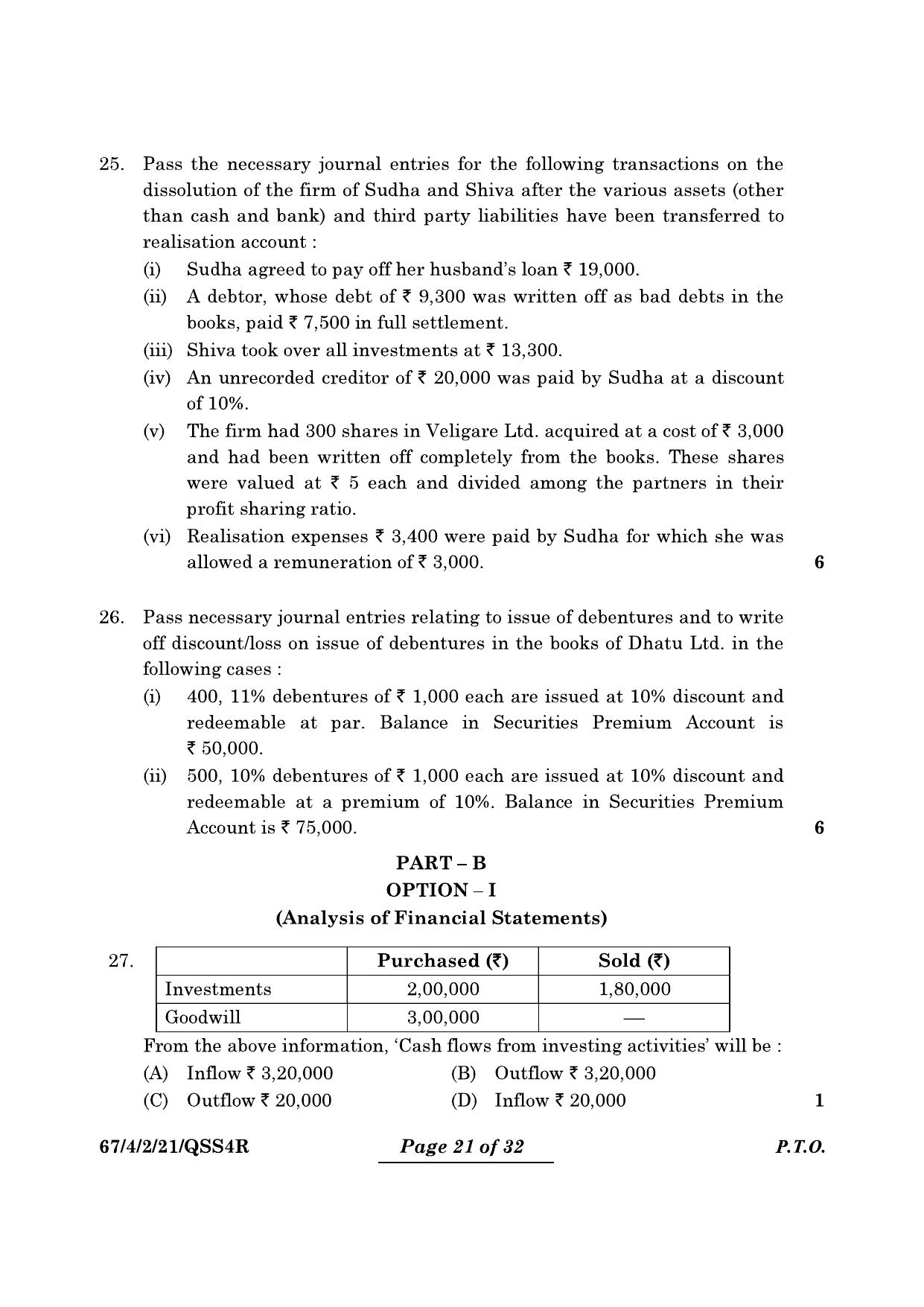 CBSE Class 12 67-4-2 Accountancy 2024 Question Paper - Page 21