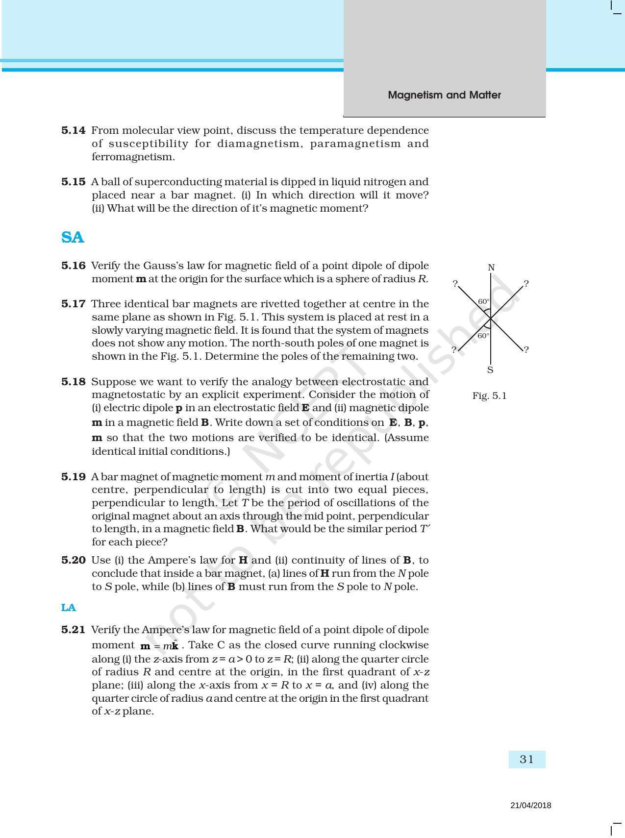 NCERT Exemplar Book for Class 12 Physics: Chapter 5 Magnetism and Matter - Page 4