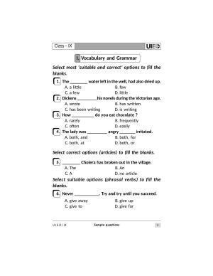 UIEO Sample Paper for Class 9
