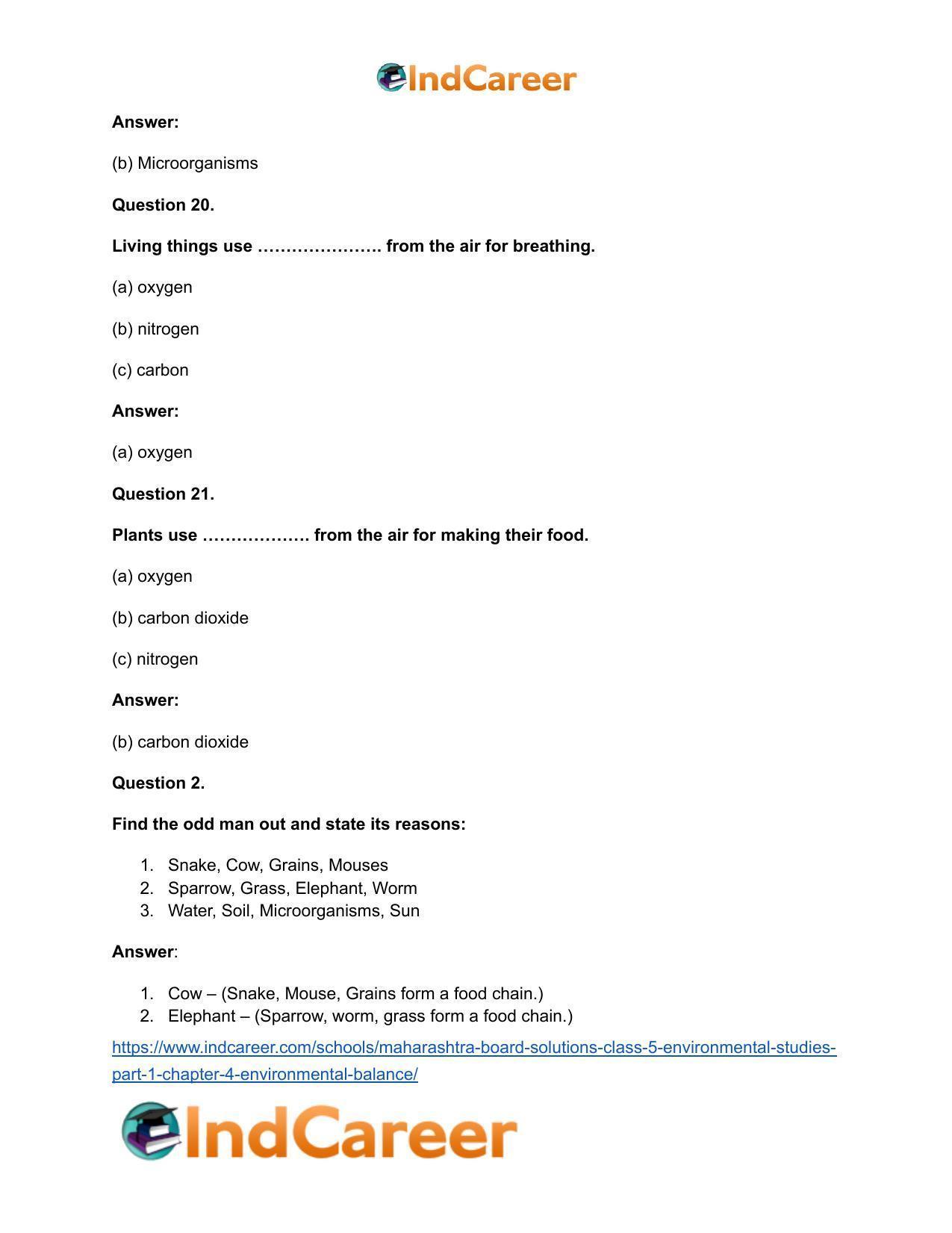 Maharashtra Board Solutions Class 5-Environmental Studies (Part 1): Chapter 4- Environmental Balance - Page 11