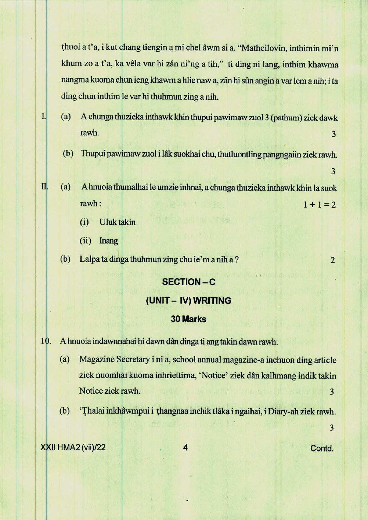 COHSEM 12th Question Papers 2022 Hmar (M.I.L.) - Page 4