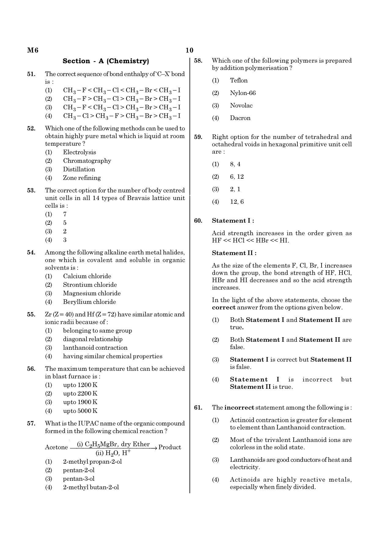 NEET M6 2021 Question Paper - Page 10
