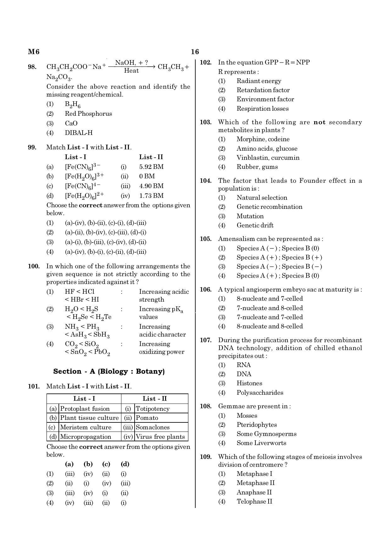 NEET M6 2021 Question Paper - Page 16