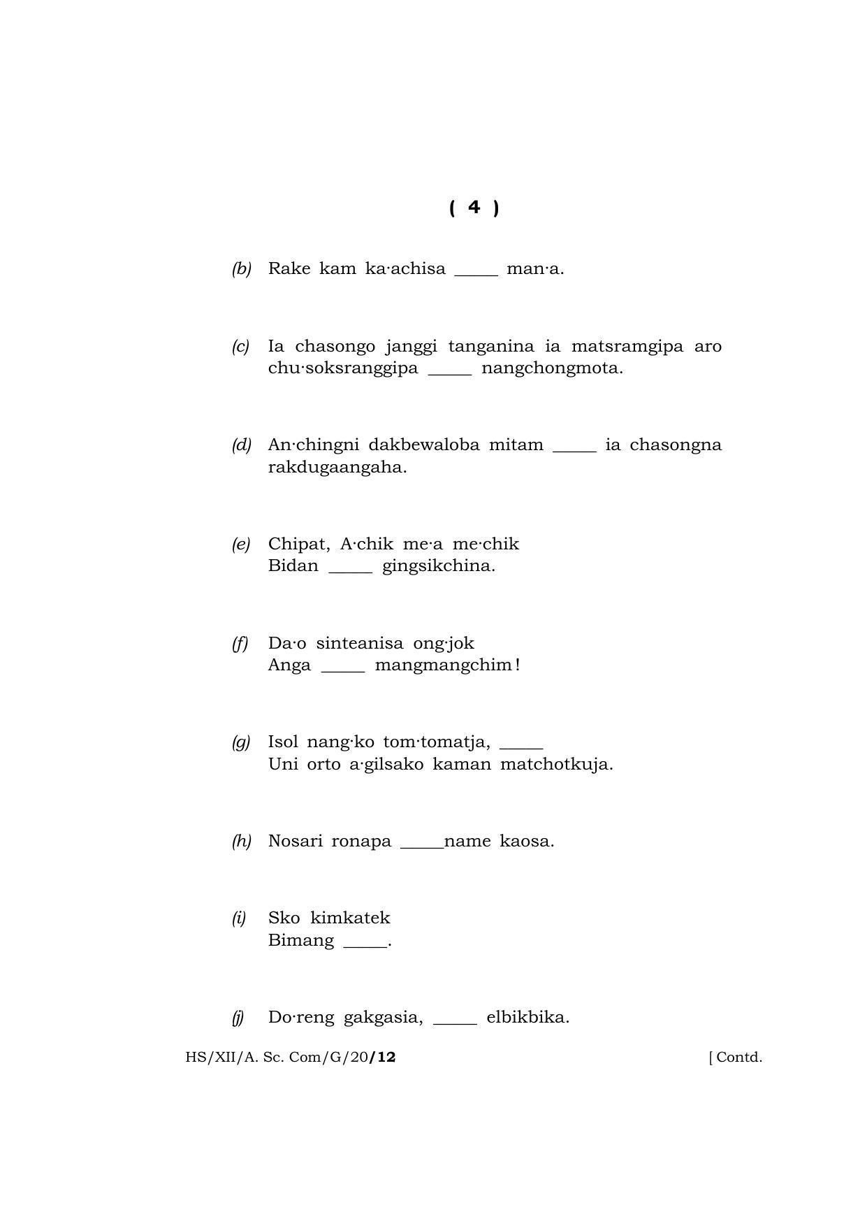 Meghalaya Board (MBOSE) Class 12 GARO 2020 Question Paper - Page 4