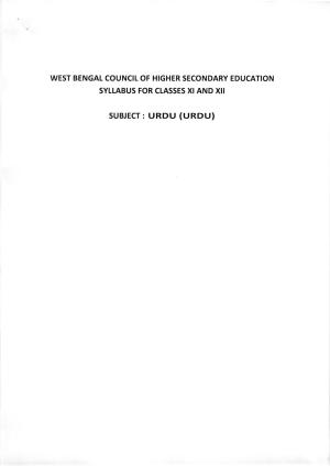 WBCHSE Class 11 & 12 Syllabus for Urdu (URDU) (Language)