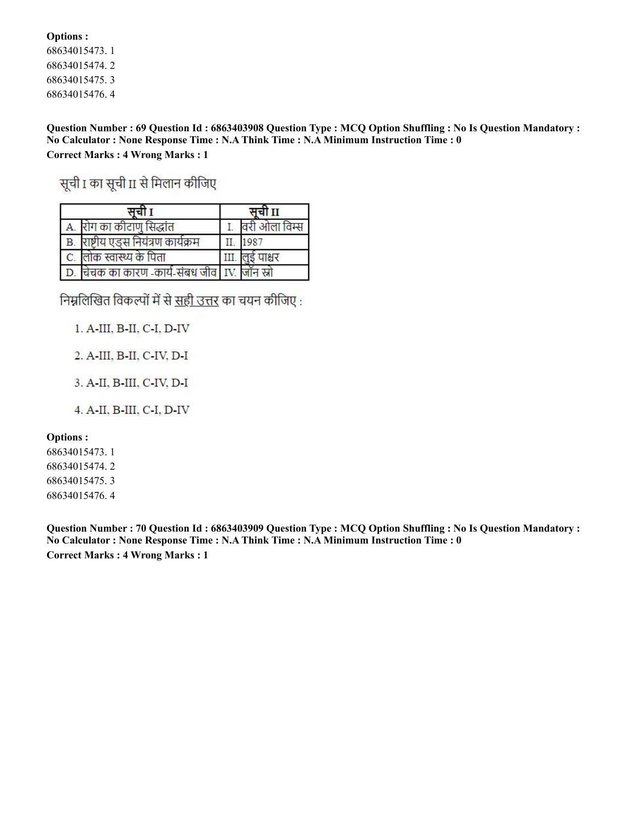 CUET PG 2023: COQP19 – Public Health (Hindi) - Shift 2 (5-06-2023) Question Paper - Page 70