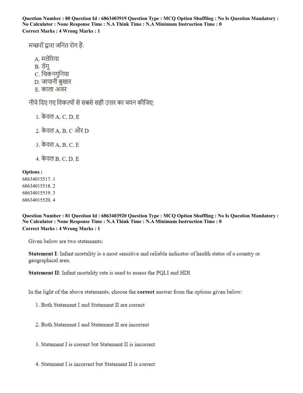 CUET PG 2023: COQP19 – Public Health (Hindi) - Shift 2 (5-06-2023) Question Paper - Page 83