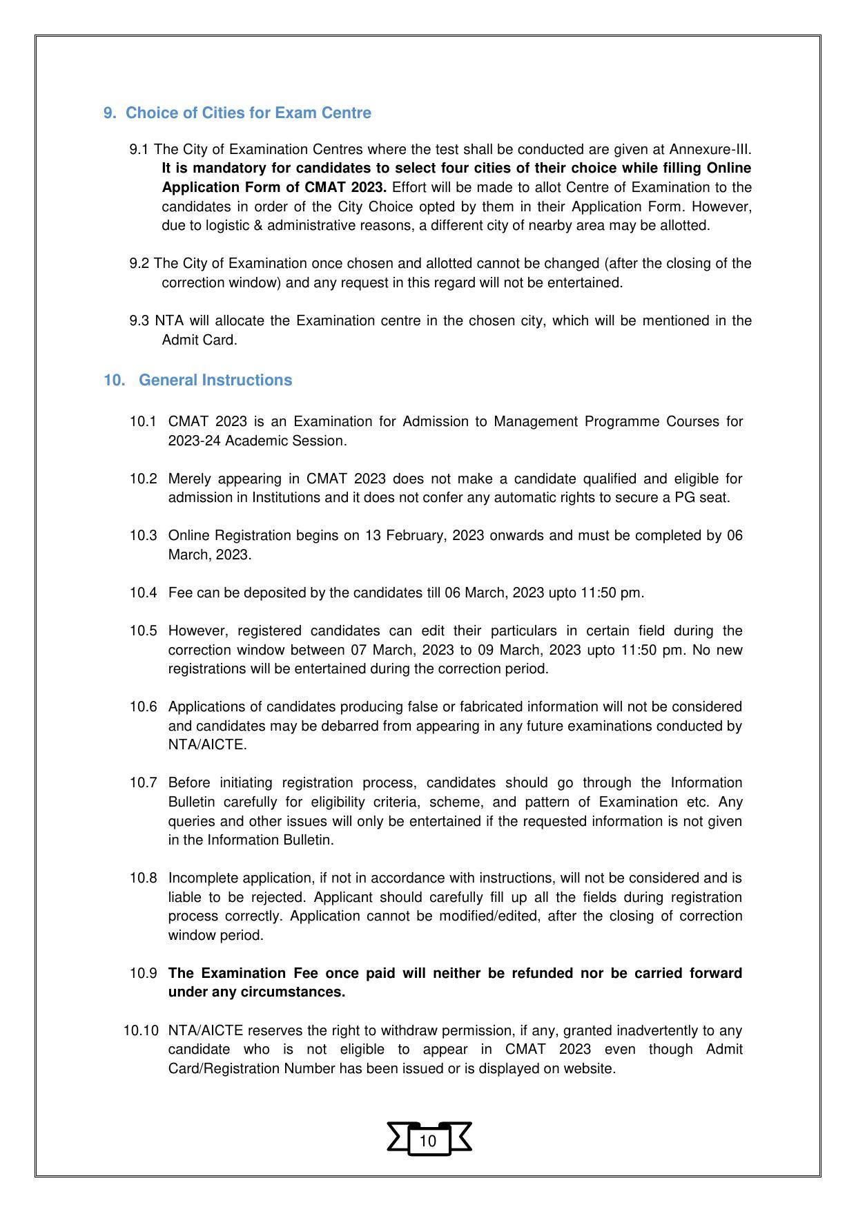 CMAT 2023 Information Bulletin - Page 13