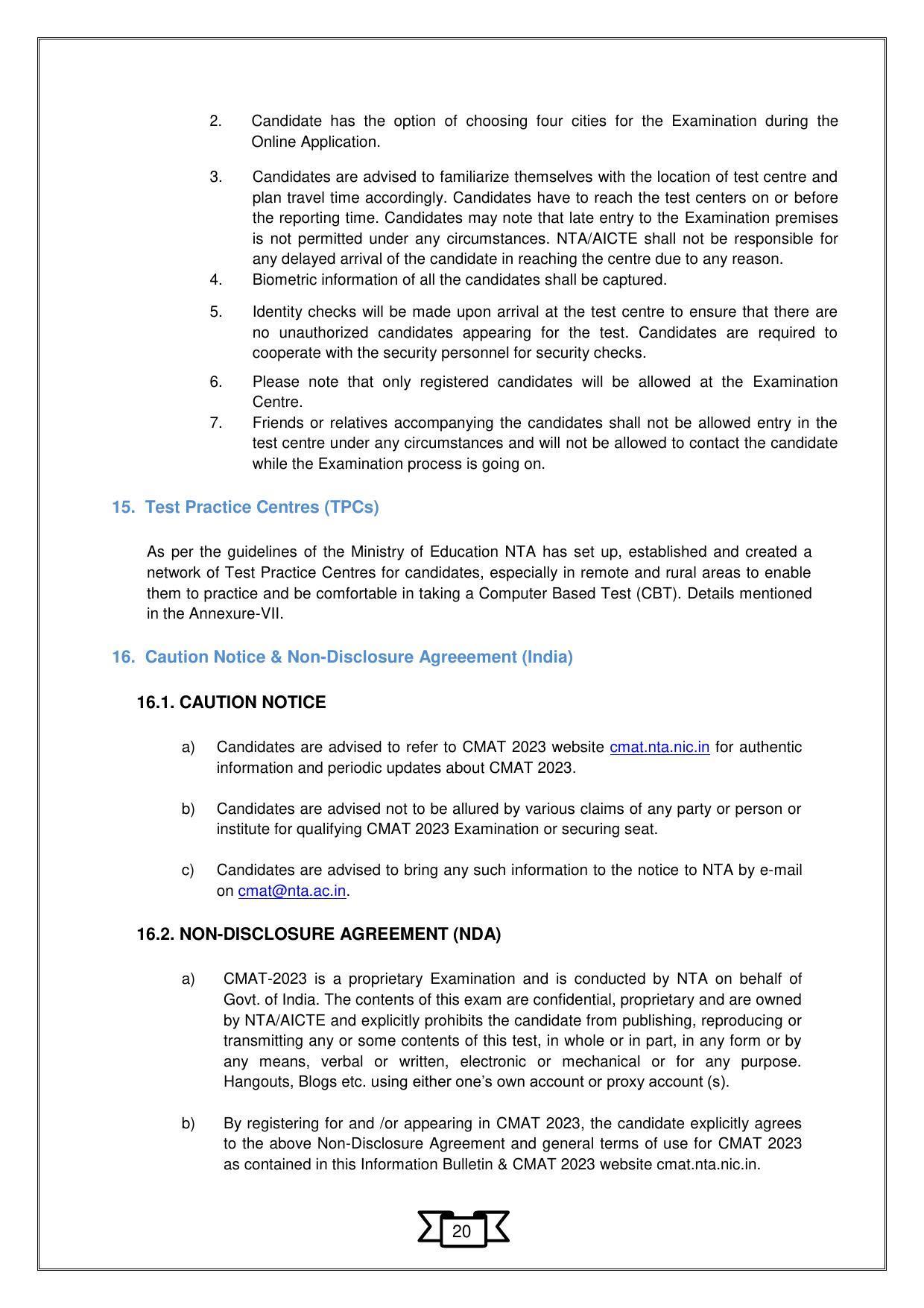 CMAT 2023 Information Bulletin - Page 23