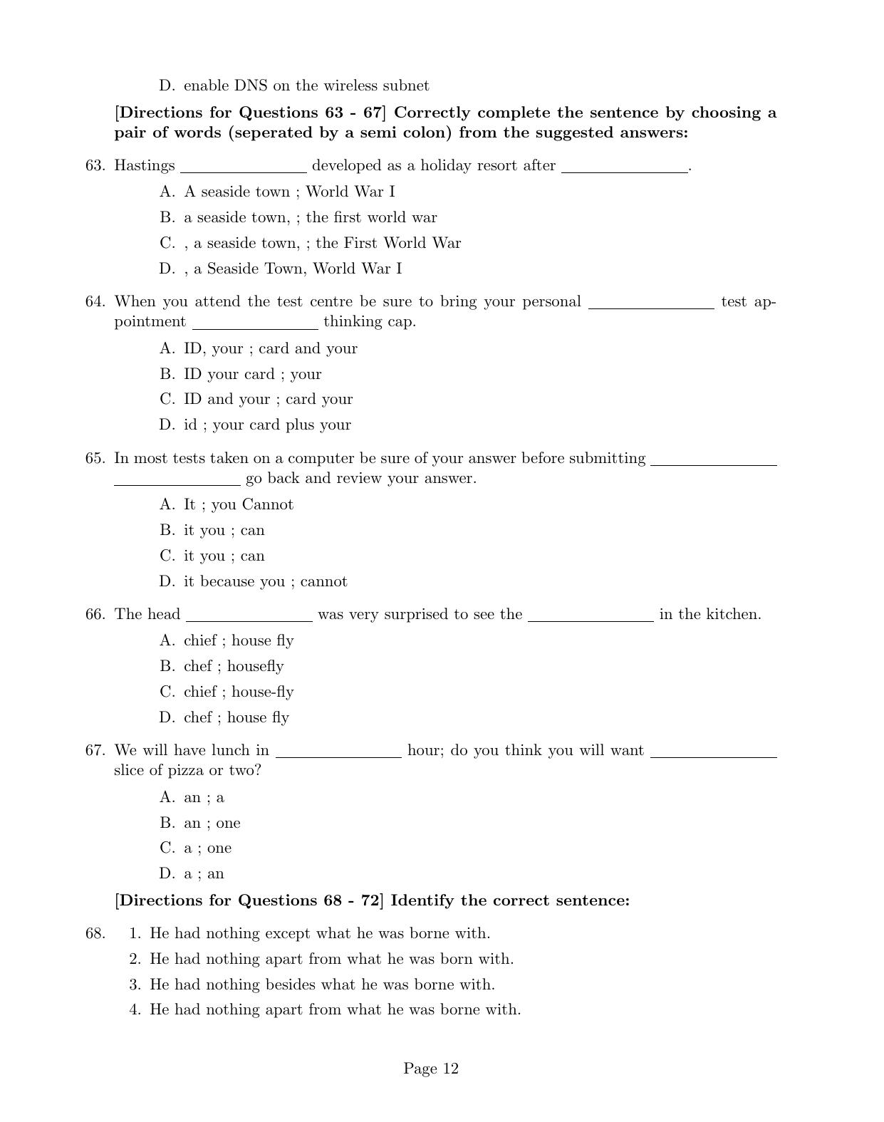 CUSAT CAT 2017 M.Voc. Mobile Phone Appln Question Paper - Page 12