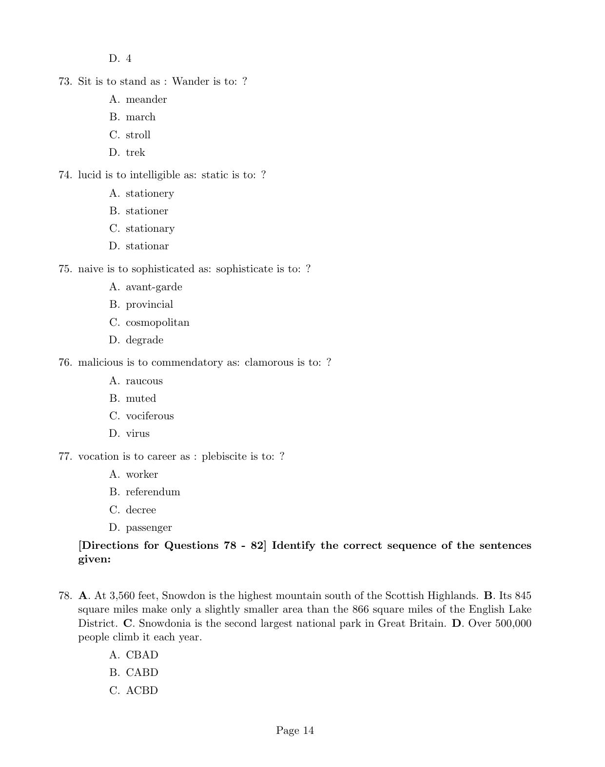 CUSAT CAT 2017 M.Voc. Mobile Phone Appln Question Paper - Page 14