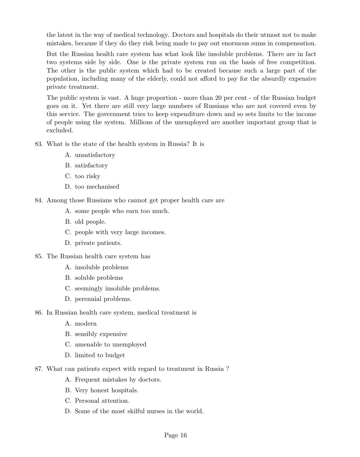 CUSAT CAT 2017 M.Voc. Mobile Phone Appln Question Paper - Page 16