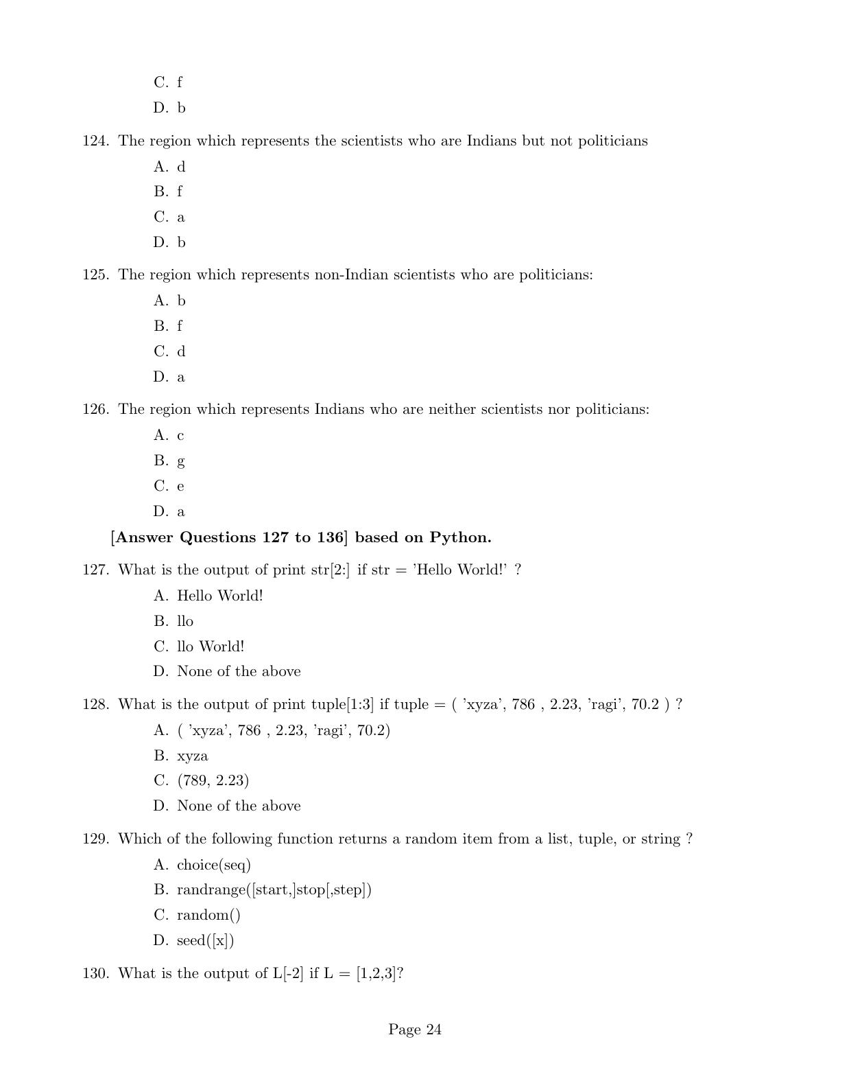 CUSAT CAT 2017 M.Voc. Mobile Phone Appln Question Paper - Page 24