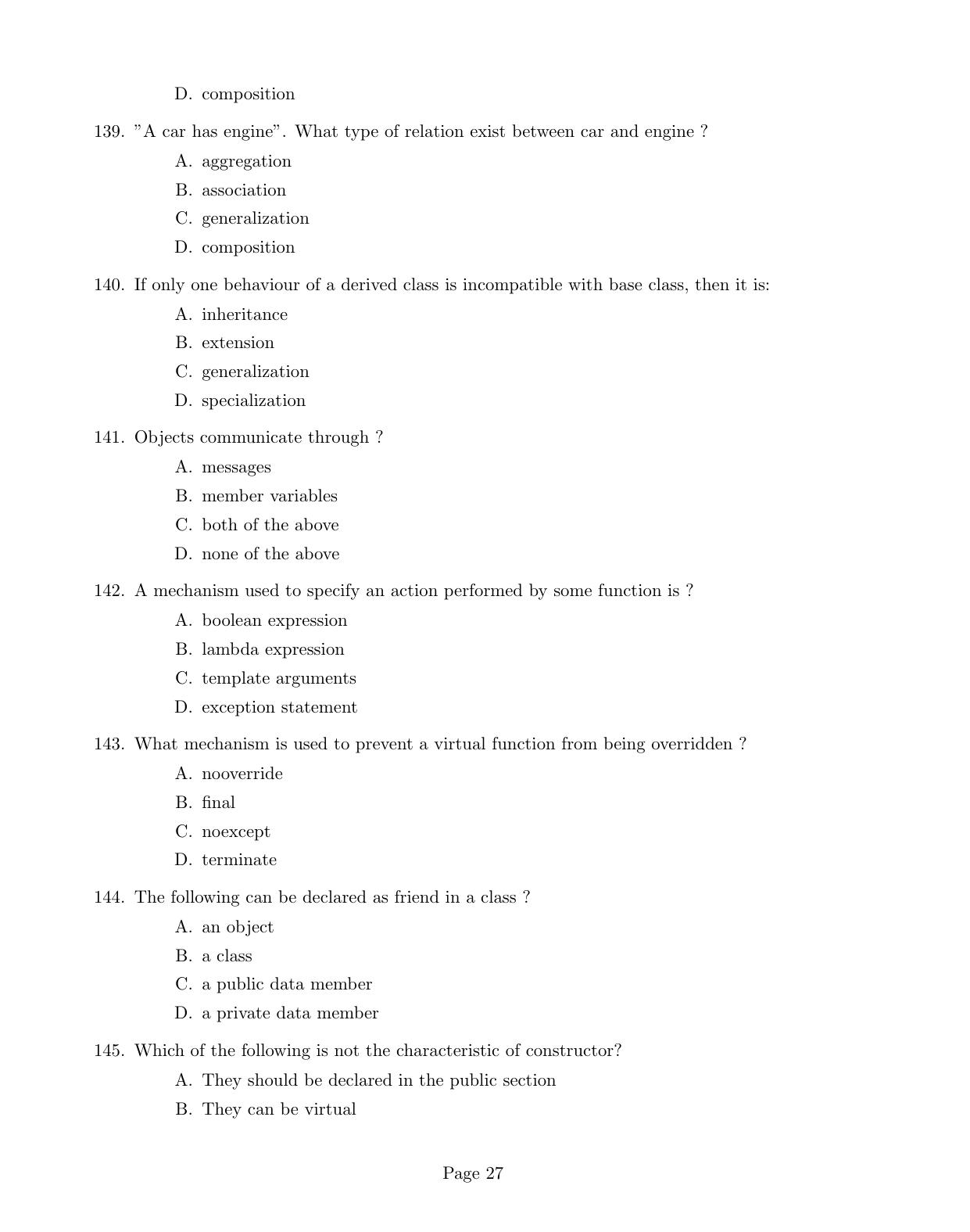 CUSAT CAT 2017 M.Voc. Mobile Phone Appln Question Paper - Page 27