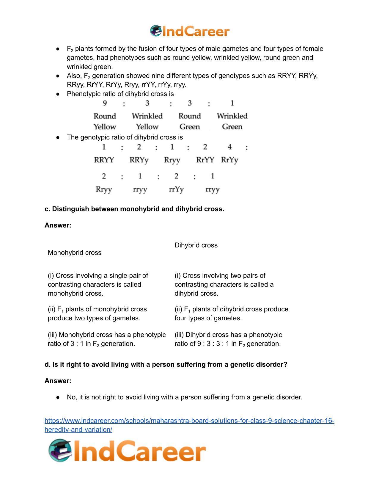 Maharashtra Board Solutions for Class 9- Science: Chapter 16- Heredity and Variation - Page 5