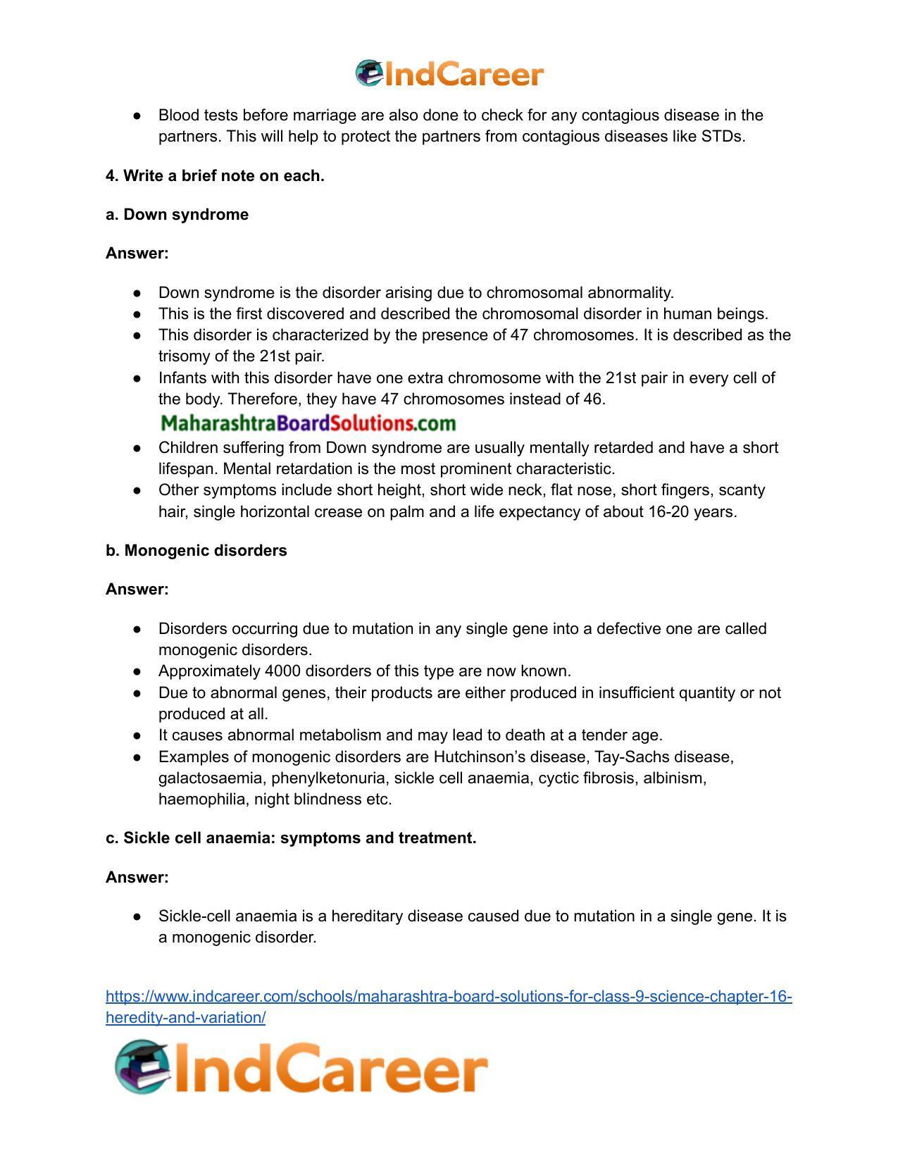 Maharashtra Board Solutions for Class 9- Science: Chapter 16- Heredity and Variation - Page 9