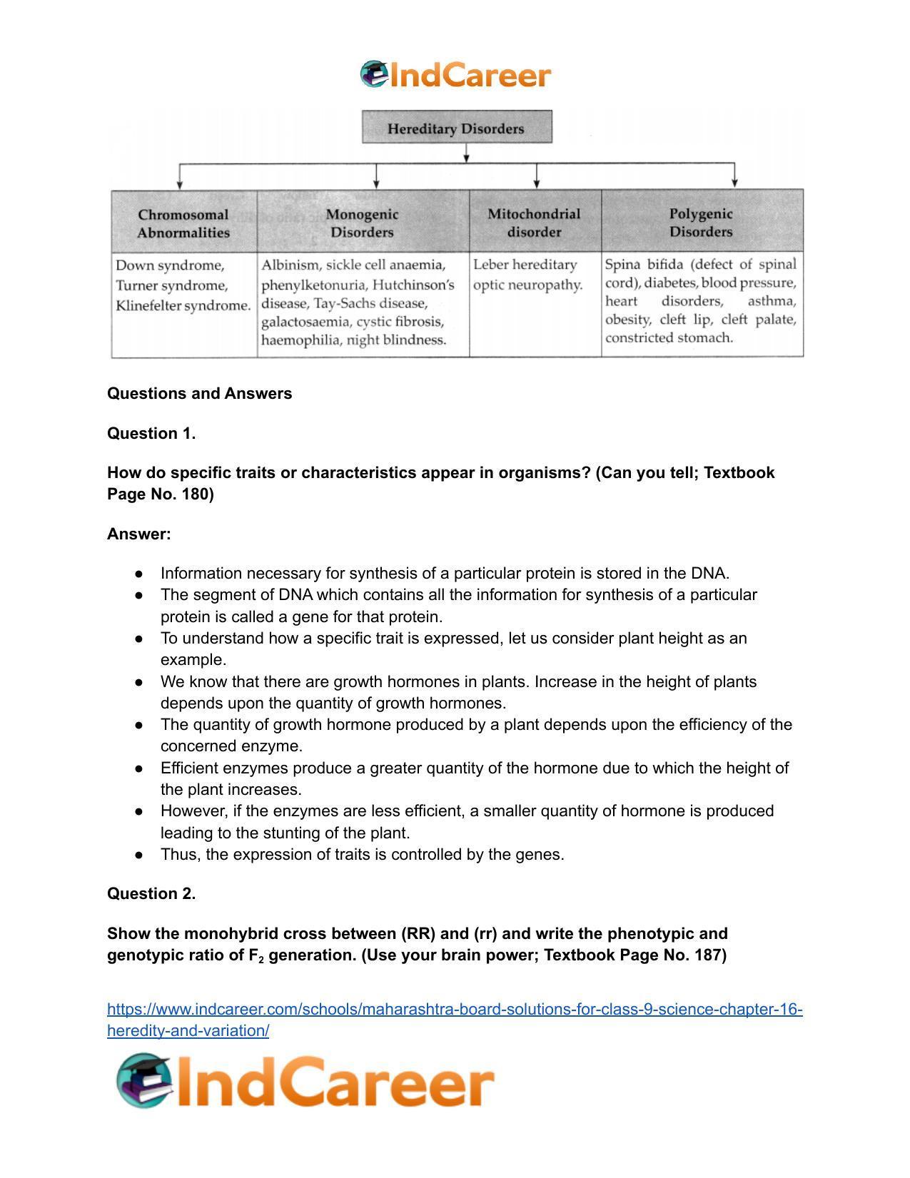 Maharashtra Board Solutions for Class 9- Science: Chapter 16- Heredity and Variation - Page 11