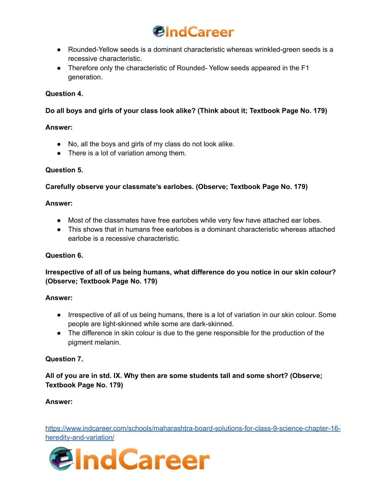 Maharashtra Board Solutions for Class 9- Science: Chapter 16- Heredity and Variation - Page 13