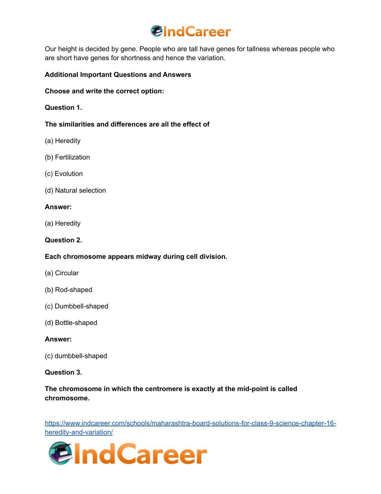 Maharashtra Board Solutions for Class 9- Science: Chapter 16- Heredity and Variation - Page 14