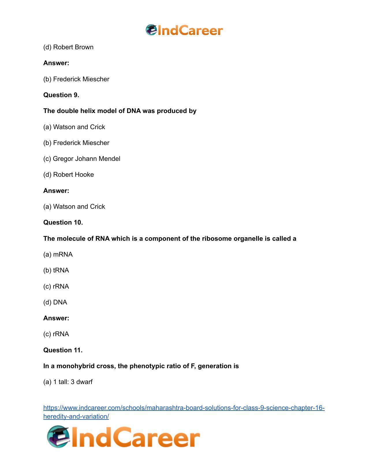 Maharashtra Board Solutions for Class 9- Science: Chapter 16- Heredity and Variation - Page 17