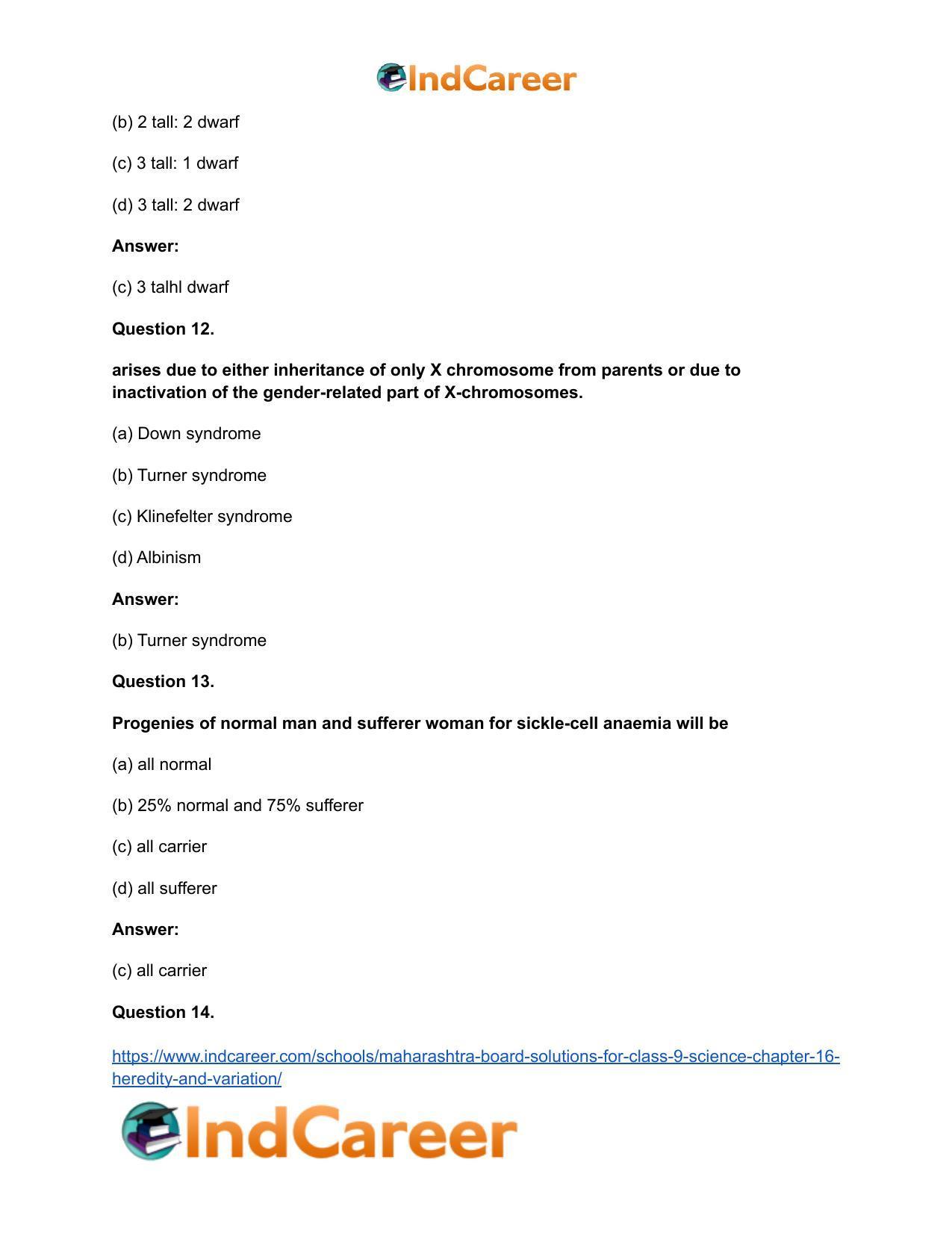 Maharashtra Board Solutions for Class 9- Science: Chapter 16- Heredity and Variation - Page 18