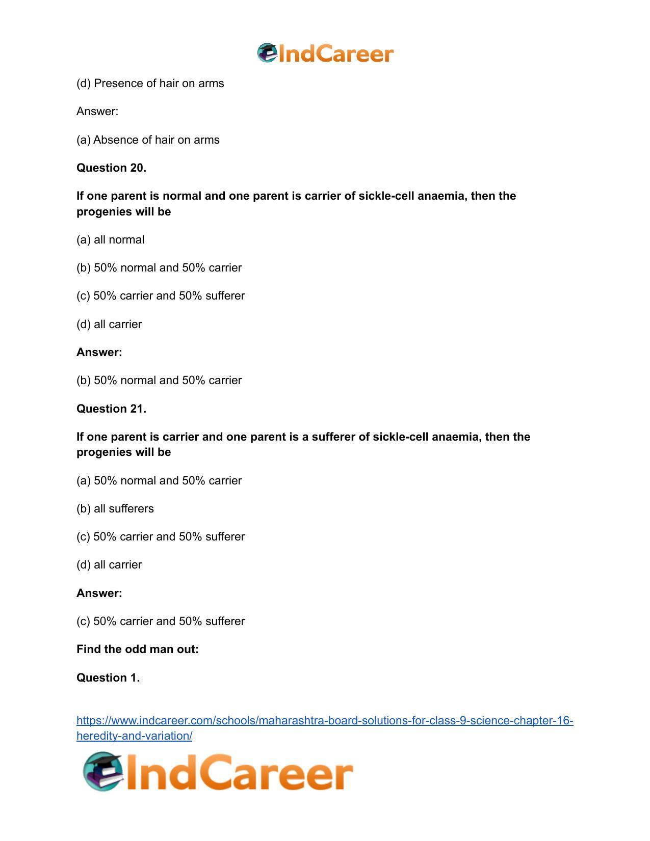 Maharashtra Board Solutions for Class 9- Science: Chapter 16- Heredity and Variation - Page 21