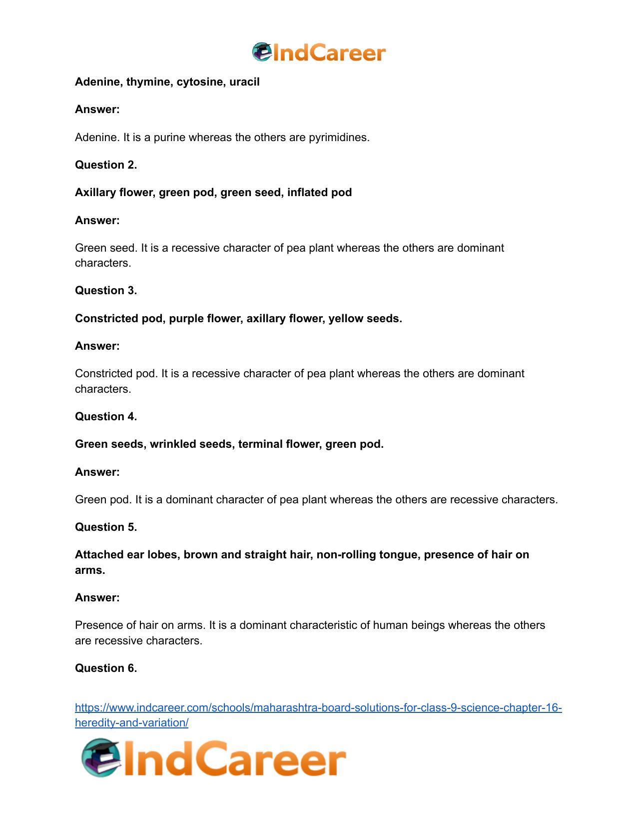 Maharashtra Board Solutions for Class 9- Science: Chapter 16- Heredity and Variation - Page 22