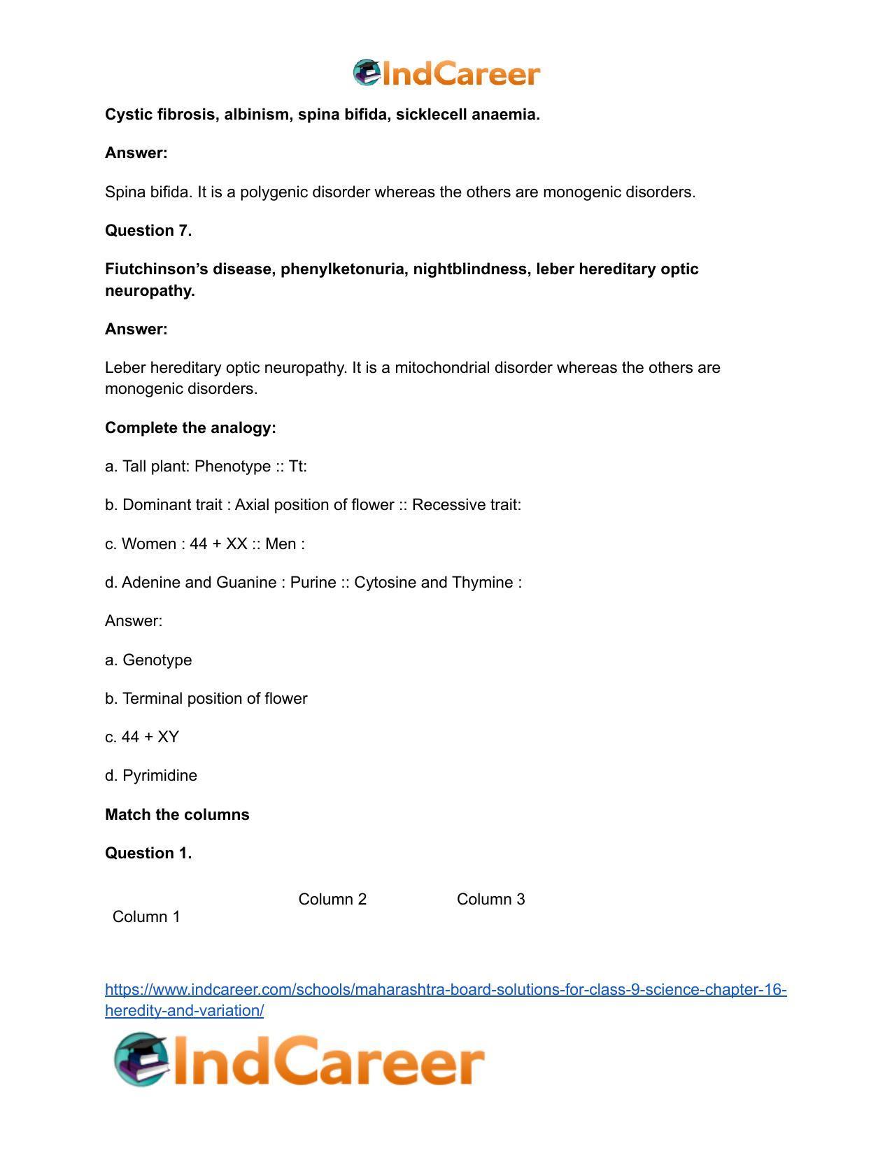 Maharashtra Board Solutions for Class 9- Science: Chapter 16- Heredity and Variation - Page 23